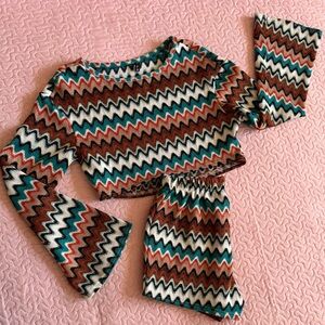 Zaful Multicolor Zigzag Knit Set